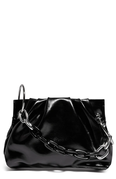 Shop House Of Want Chill Vegan Leather Frame Clutch In Black Sheen