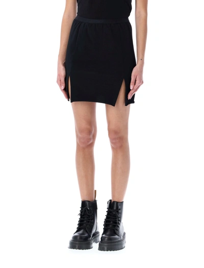 Shop Rick Owens Elastic Waist Side Slit Mini Skirt In Black