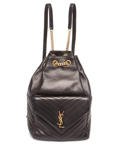 Black YSL-plaque matelassé-leather backpack