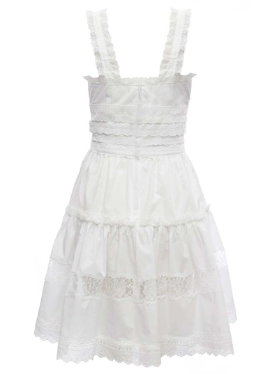 Shop Dolce & Gabbana White Poplin Dress With Dg Crystal Details