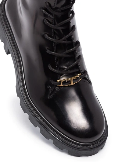 Shop Tod's Logo-plaque Leather Boots In Black