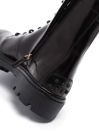 Shop Tod's Logo-plaque Leather Boots In Black