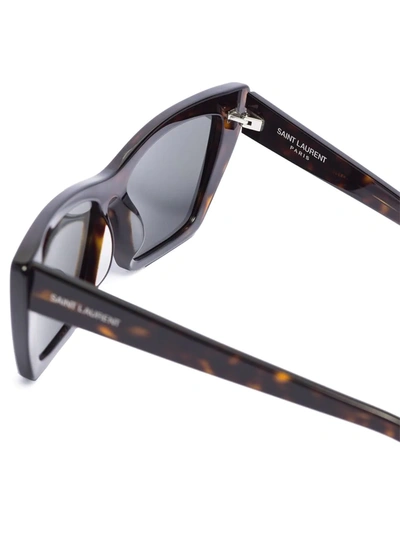 Saint Laurent Brown Mica Rectangular Frame Sunglasses In Brown