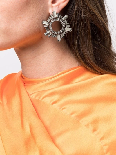Shop Amina Muaddi Mini Begum Crystal-embellished Earrings In Black