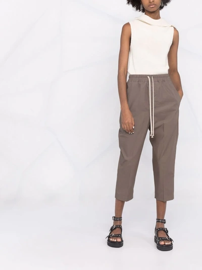 Shop Rick Owens Astaires Cropped Drawstring Trousers In Green