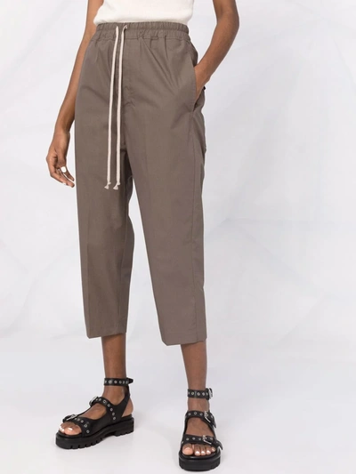 Shop Rick Owens Astaires Cropped Drawstring Trousers In Green
