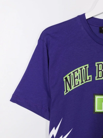 Shop Neil Barrett Teen Logo-print T-shirt In Purple