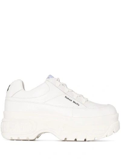 Shop Naked Wolfe Sporty 70mm Platform Sneakers In White