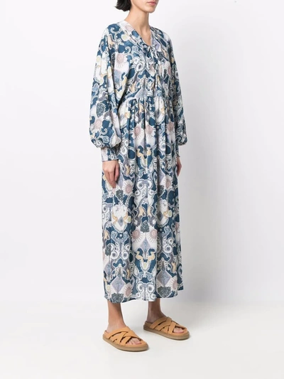 Shop See By Chloé Graphic-print Long-sleeve Dress In Blue