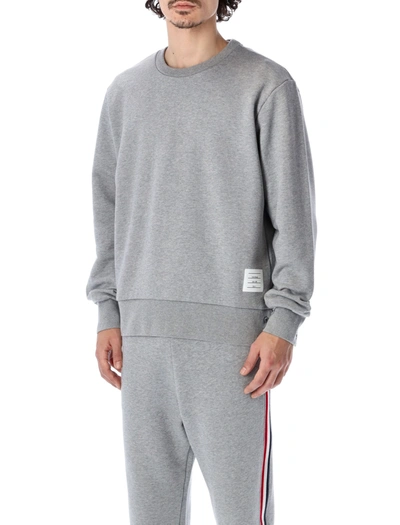 Shop Thom Browne Stripe Detailed Crewneck Sweatshirt In Grey