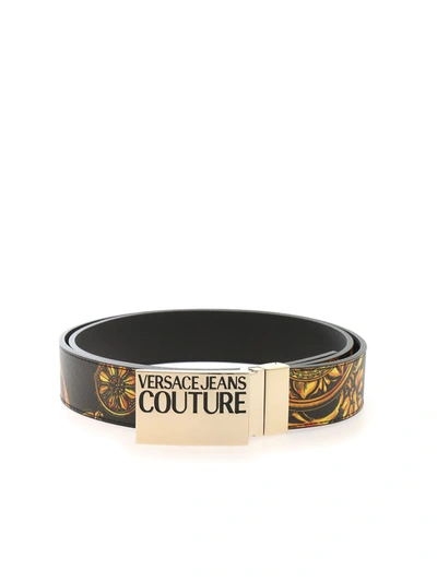 Shop Versace Jeans Couture Baroque Printed Buckle Belt In Multi