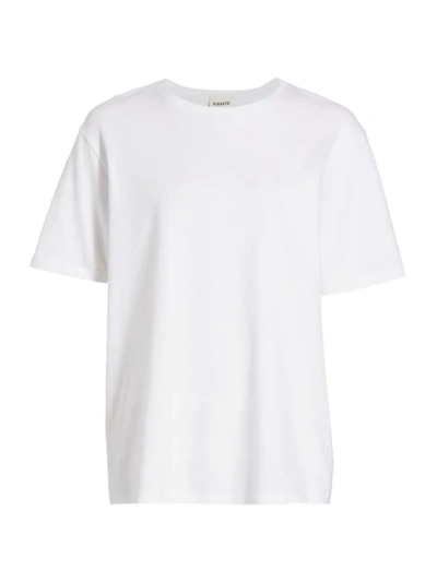 Khaite White Solid Crew Neck T-shirt In White