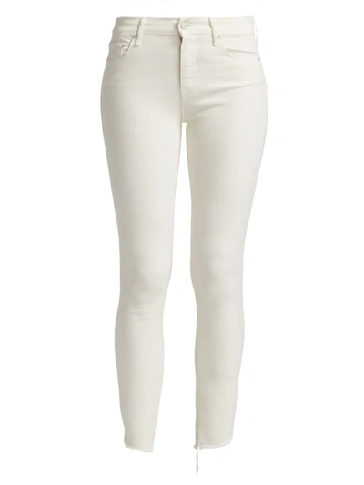 Shop Mother Women's The Looker Step Hem Skinny Jeans In Cream Puffs
