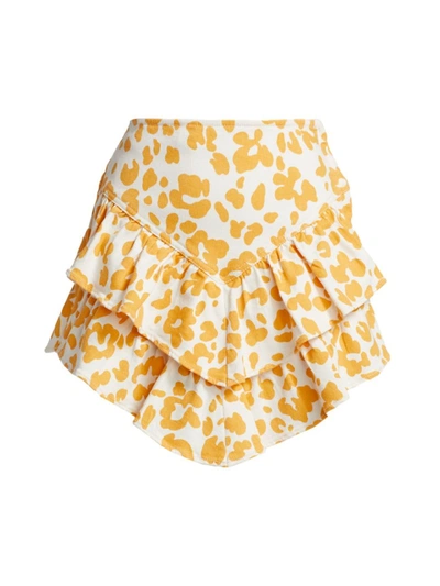 Shop Mother Women's The Ruffle Miniskirt In Floral Leopard