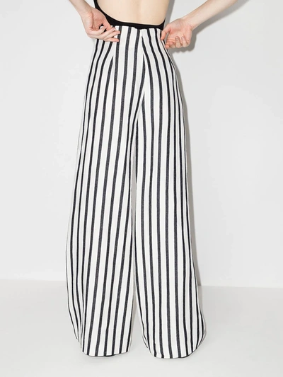 Shop St Agni Striped Wide Leg Trousers In White