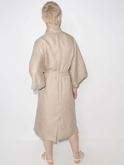 Shop St Agni Single-breasted Linen Coat In Neutrals