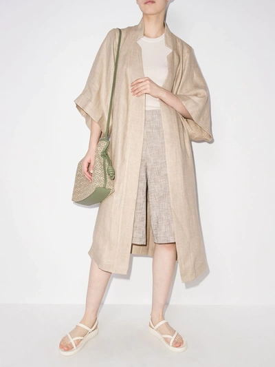 Shop St Agni Single-breasted Linen Coat In Neutrals