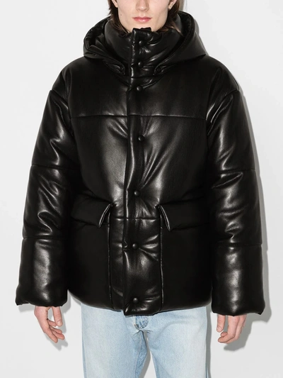 Shop Nanushka Hooded Padded Jacket In Black