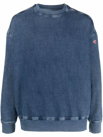 Shop Diesel D-krib Washed-denim Sweatshirt In Blue