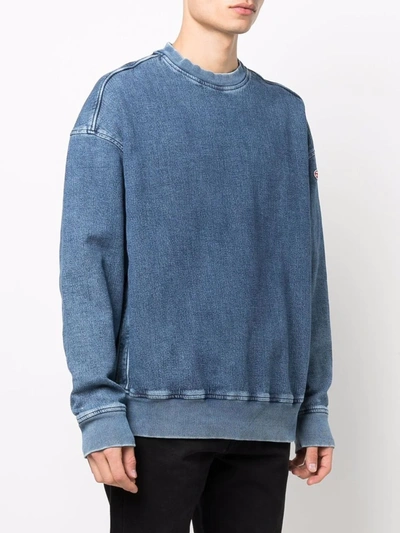 Shop Diesel D-krib Washed-denim Sweatshirt In Blue