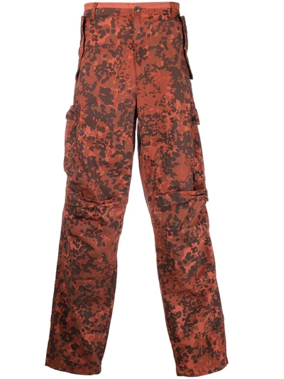 Shop Diesel Camouflage-print Cargo Trousers In Orange