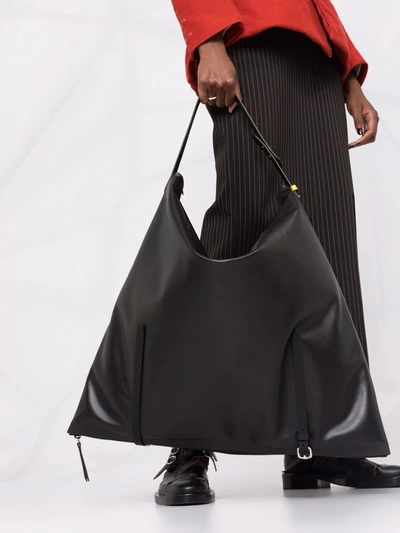 Shop Maison Margiela Contrast-strap Oversized Leather Tote Bag In Black