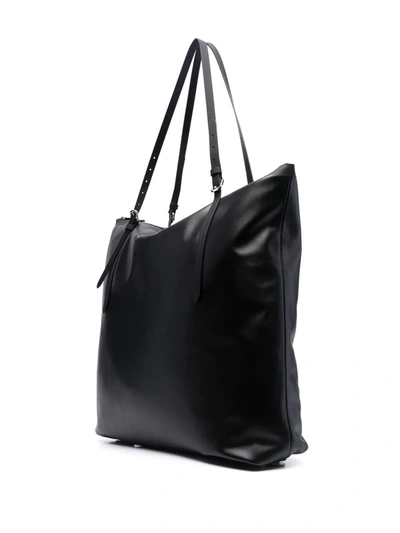 Shop Maison Margiela Contrast-strap Oversized Leather Tote Bag In Black