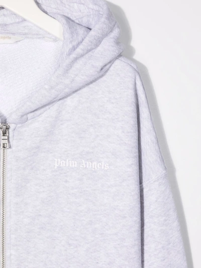 Shop Palm Angels Melange-effect Hooded Jacket In Grey