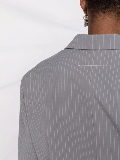 Shop Mm6 Maison Margiela Single-breasted Pinstripe Blazer In Grey