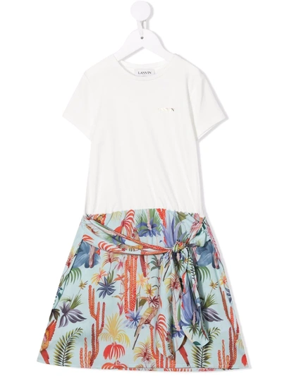 Shop Lanvin Enfant Floral-print T-shirt Dress In White
