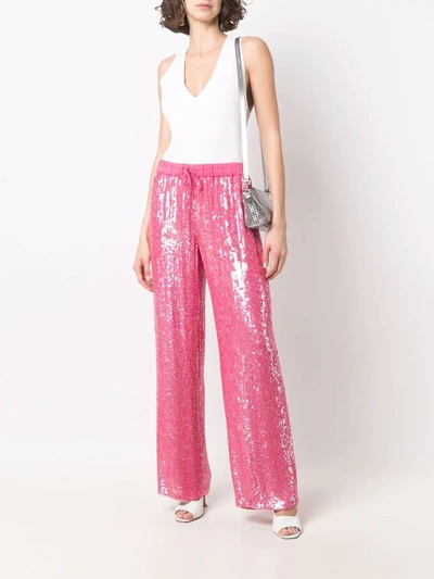 P.a.r.o.s.h Sequined Wide-leg Trousers In Pink