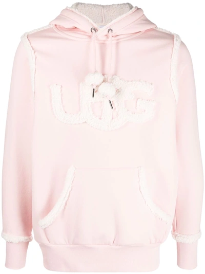 Shop Ugg Logo Drawstring Hoodie In Pink