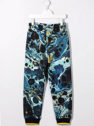 Shop Dolce & Gabbana Marble-print Tapered Track Pants In Blue