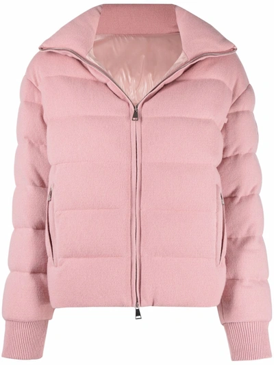 Shop Moncler Cayeux Wool-cashmere Padded Jacket In Pink