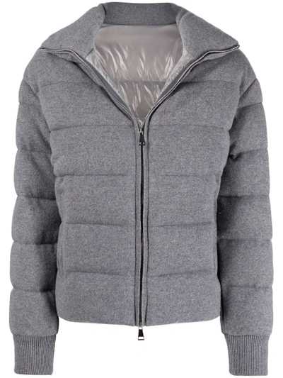 Shop Moncler Cayeux Wool-cashmere Padded Jacket In Grey