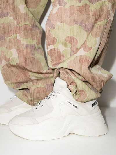 Naked Wolfe Track Double Chunky Platform Sneaker In White