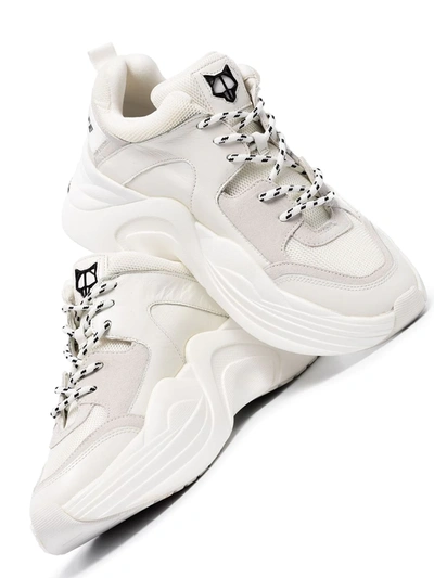 Naked Wolfe Track Double Chunky Platform Sneaker In White