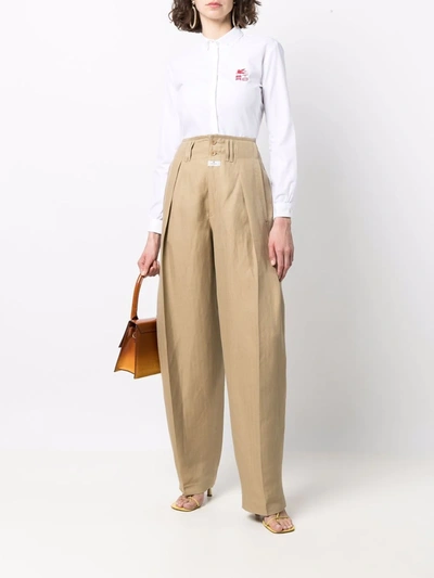 Shop Etro Wide-leg Tailored Trousers In Neutrals