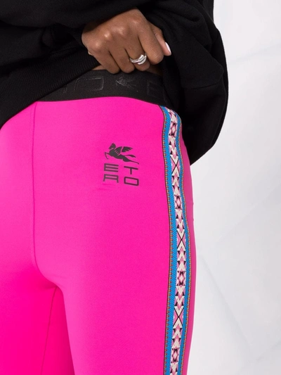 Shop Etro Logo-print Leggings In Pink