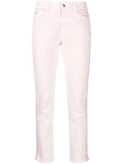 Shop Stella Mccartney Logo Tape Slim Jeans In Pink