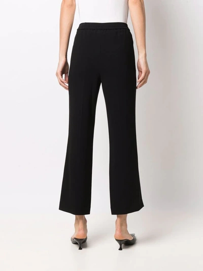 Shop Theory Elasticated-waist Straight-leg Trousers In Black
