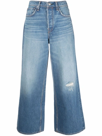 Shop Rag & Bone Cropped Wide-leg Jeans In Blue