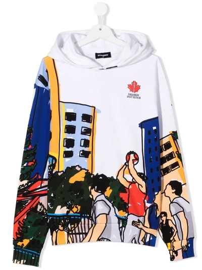 Shop Dsquared2 Sports-illustration Pullover Hoodie In White