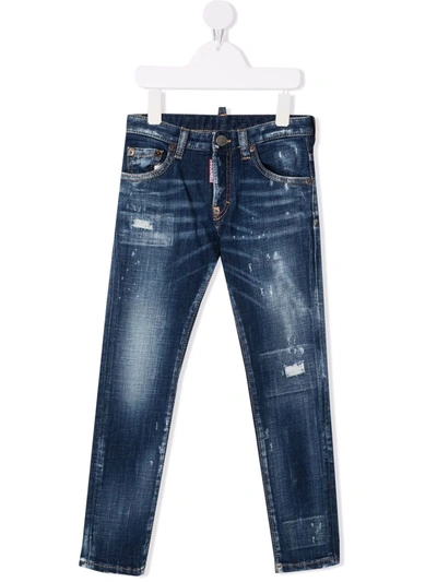 Shop Dsquared2 Distressed Slim-fit Jeans In Blue
