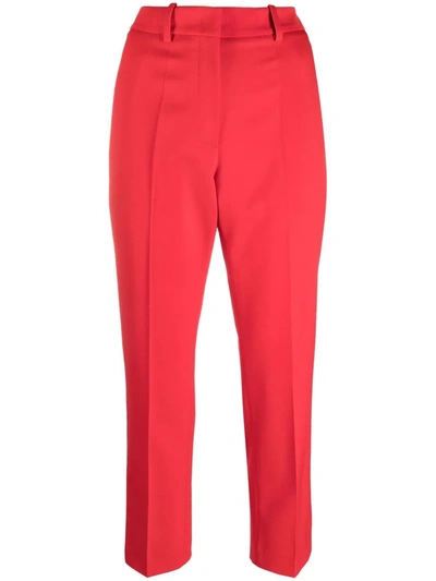 Shop Valentino Tailored Cropped Trousers In Rot