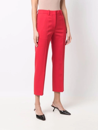 Shop Valentino Tailored Cropped Trousers In Rot