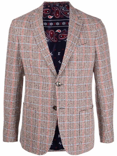 Shop Etro Houndstooth Single-breasted Blazer In Nude