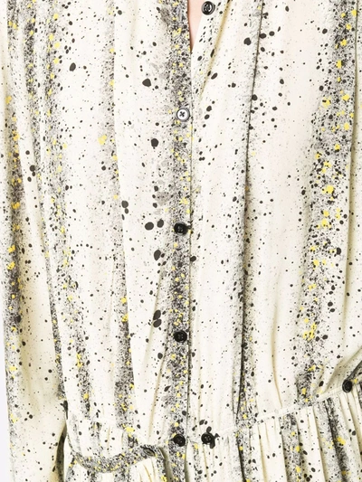 Shop Lemaire Splatter-print Midi Shirt Dress In Gelb