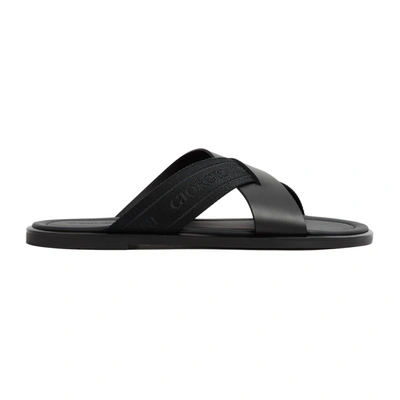 Shop Giorgio Armani Leather Sandals Shoes In Black