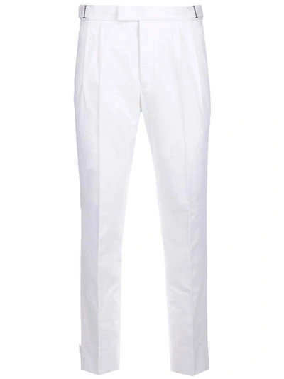 Shop Ermenegildo Zegna Buttoned Straight Leg Trousers In White